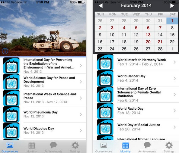 UN Calendar of Observances  Making a Difference on the App Store on iTunes