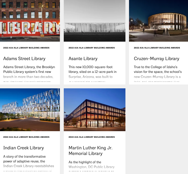 Five Projects Receive 2022 AIA/ALA Library Building Award