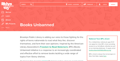 Politico Reports on Brooklyn Public Library’s “Books Unbanned” Program