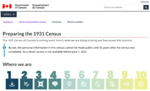 Library and Archives Canada: 1931 Census of Canada to be Released Online on June 1, 2023