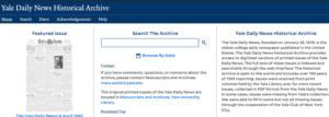Newspapers: “Dig Into History: Search the More Than 140 Years of Yale Daily News Now Online”
