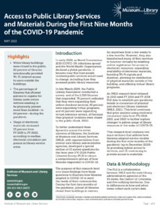 New IMLS Releases Research Brief: Access to Public Library Services and Materials During the First Nine Months of the COVID-19 Pandemic