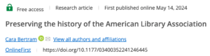 New Journal Article: “Preserving the History of the American Library Association”